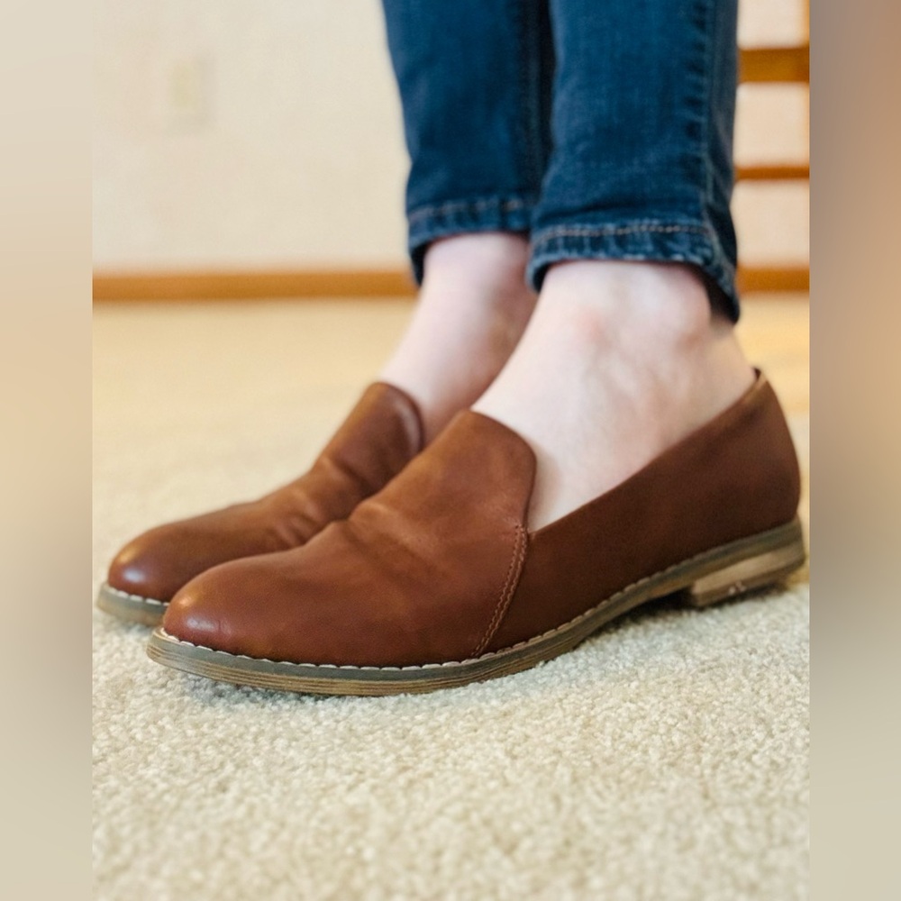 Indigo Rd Brown Leather Casual Loafers Size 7